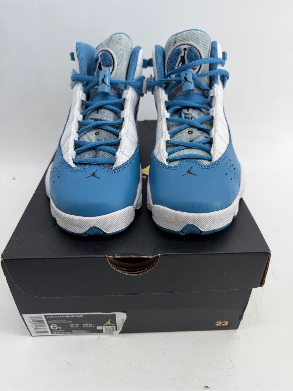 Nike Jordan 6 Rings (GS) white and blue trainer sneakers sz 6Y
